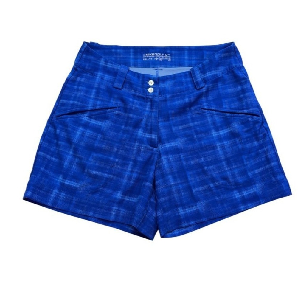 Nike Dri-FIT Plaid Performance Golf Shorts Womens 2 Blue